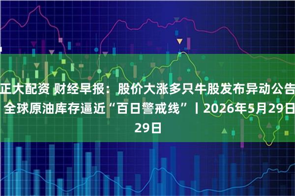 正大配资 财经早报：股价大涨多只牛股发布异动公告 全球原油库存逼近“百日警戒线”丨2026年5月29日